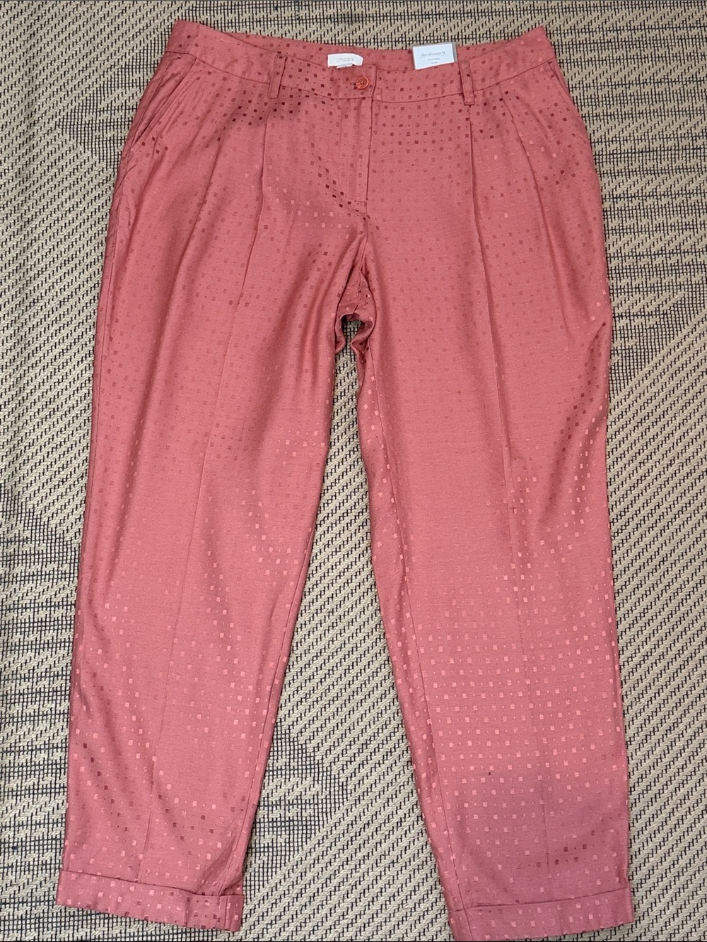 NWT Chico's Size 2 Pink Peach Bellini Textured Pants
